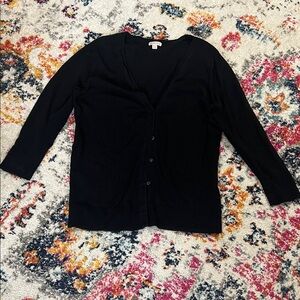 Black V-Neck Button Cardigan Sweater
